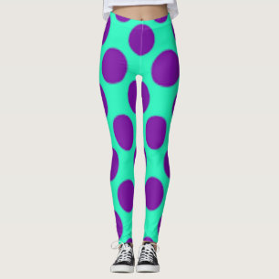 Leggings Turquoise Avec Des Pois Violets !