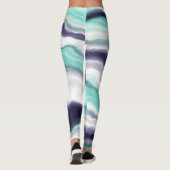 Leggings Turquoise, Bleu et Marbre blanc (Dos)