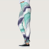 Leggings Turquoise, Bleu et Marbre blanc (Gauche)