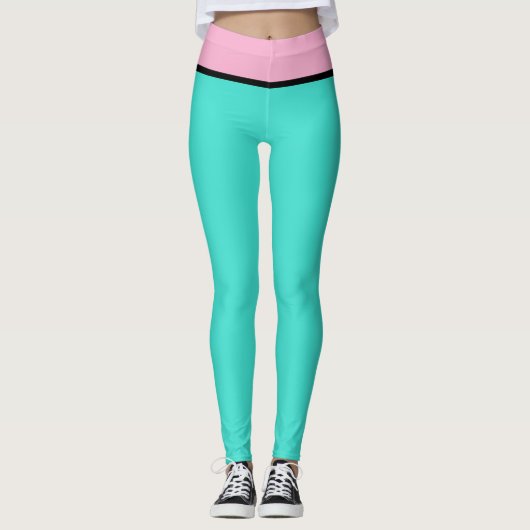 Leggings Turquoise Bleu et Rose (Devant)