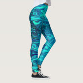 Leggings Turquoise Bleu Vagues Abstrait Art Moderne Cute (Droite)