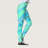 Leggings Turquoise bleu vert filigranes ajouter votre monog (Droite)