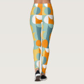 Leggings Turquoise Bleu Vert Orange Cercles du Moyen-siècle (Dos)