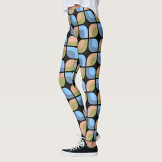 Leggings Turquoise Bleu Vert Orange Cercles du Moyen-siècle