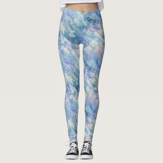Leggings Turquoise Blue Floral Delft (Devant)