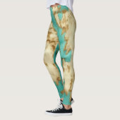Leggings Turquoise Brown Cream Animal Cowhide Western (Gauche)