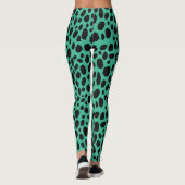 Leggings Turquoise Dark Grey Spots Pattern Safari Leopard (Dos)