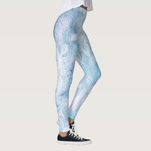 Leggings Turquoise de bleu d'aquarelle de texture de (Droite)