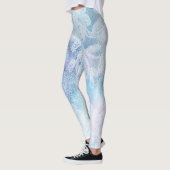 Leggings Turquoise de bleu d'aquarelle de texture de (Gauche)
