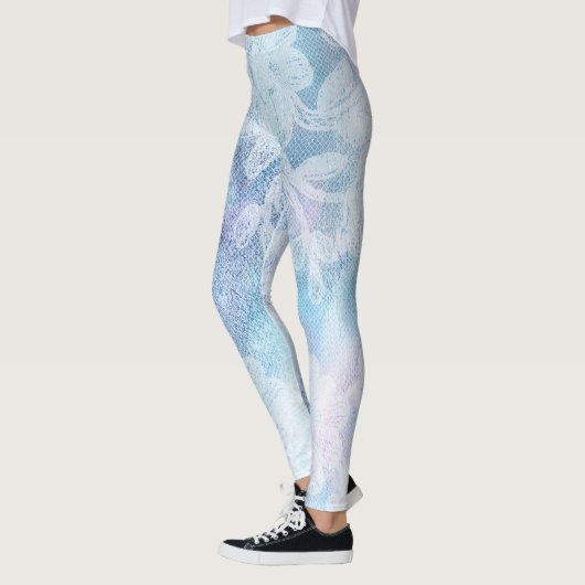 Leggings Turquoise de bleu d'aquarelle de texture de (Gauche)