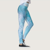 Leggings Turquoise de bleu d'aquarelle de texture de taille (Droite)