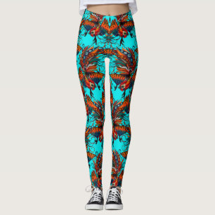 Leggings turquoise d'encre de coq