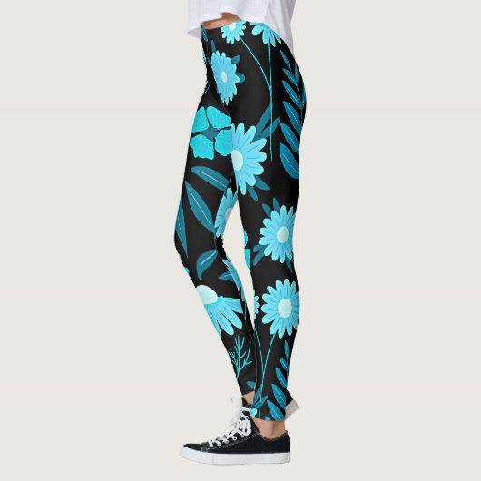 Leggings Turquoise en fleurs (Gauche)