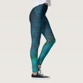 Leggings Turquoise et bleu de plume de paon (Droite)