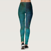 Leggings Turquoise et bleu de plume de paon (Dos)