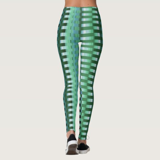 Leggings Turquoise et bleu Trippy Stripes Cool Psychedéliqu (Dos)