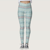 Leggings Turquoise et Coral Mandala Motif Design (Devant)