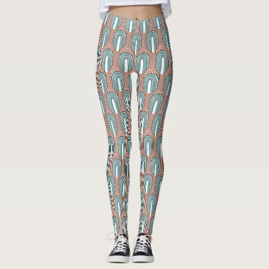 Leggings Turquoise et cuivre (Devant)