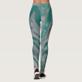 Leggings Turquoise et gris naturel vague Motif chic (Dos)