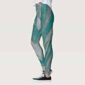 Leggings Turquoise et gris naturel vague Motif chic (Gauche)