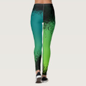 Leggings Turquoise et Lime Green Grunge Heart (Dos)