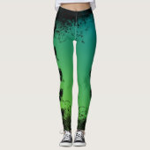 Leggings Turquoise et Lime Green Grunge Heart (Devant)