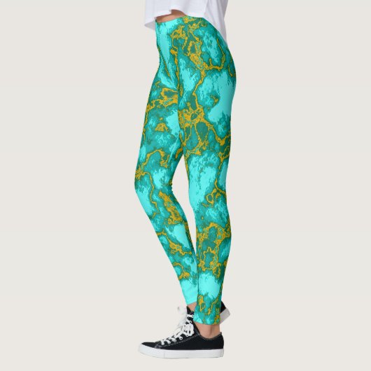 Leggings Turquoise et or (Gauche)