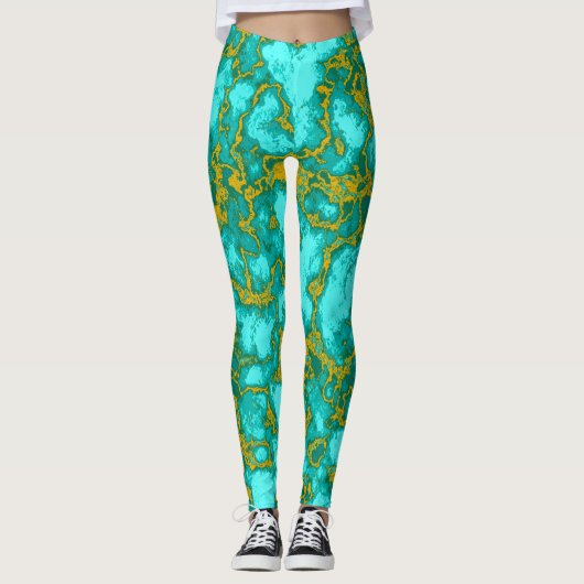 Leggings Turquoise et or (Devant)