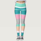 Leggings Turquoise et Pêche Vibe Positive (Devant)