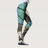 Leggings Turquoise et rayures noires (Droite)