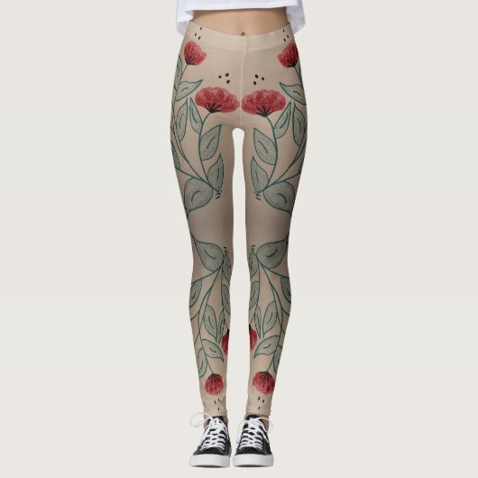 Leggings Turquoise et rouge de grange (Devant)