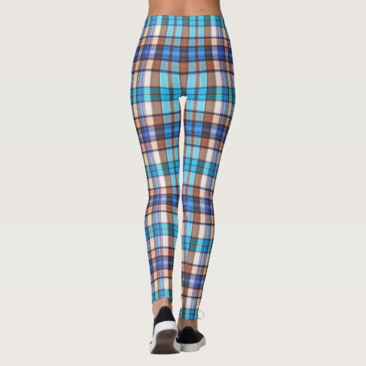 Leggings Turquoise et Tan Plaid (Dos)