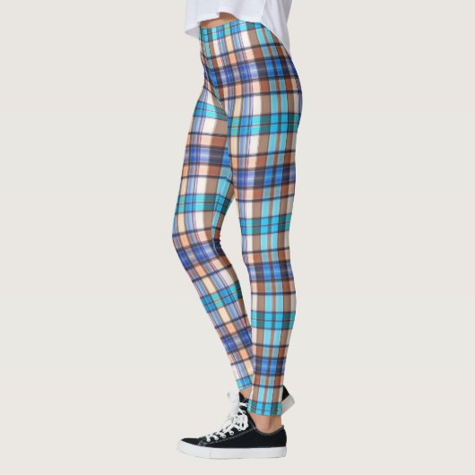 Leggings Turquoise et Tan Plaid (Gauche)