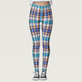 Leggings Turquoise et Tan Plaid (Devant)