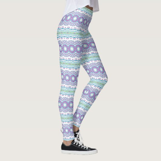 Leggings Turquoise et violet Mandala Motif (Droite)
