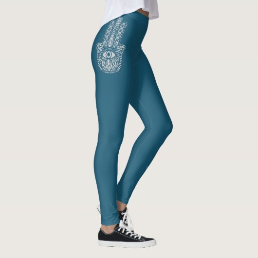Leggings Turquoise Green Yoga Studio Hamsa personnalisable (Droite)