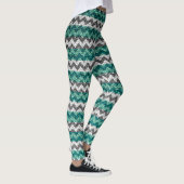 Leggings Turquoise gris blanc Chevron moderne cuir (Droite)