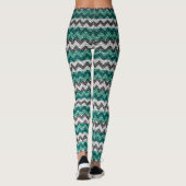 Leggings Turquoise gris blanc Chevron moderne cuir (Dos)