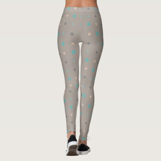 Leggings Turquoise, gris et Pêche (Dos)