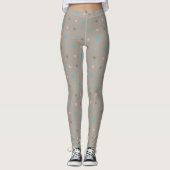 Leggings Turquoise, gris et Pêche (Devant)