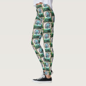 Leggings Turquoise Hawaii Bouddha Motif Paix Tropical (Gauche)