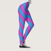Leggings Turquoise Magenta Bleu Clair Chevron Diagonal (Droite)