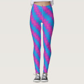 Leggings Turquoise Magenta Bleu Clair Chevron Diagonal (Devant)