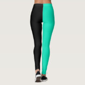Leggings Turquoise Noir Deux Tons Fractionné Moitié Design (Dos)