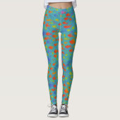 Leggings Turquoise Ocean Tropical Fish Motif d'aquarelle (Devant)