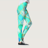 Leggings Turquoise, Or, Motif de sirène bleu vert (Droite)