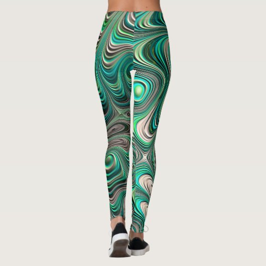 Leggings Turquoise Paua Abalone Shell Fractal Motif Abstrai (Dos)