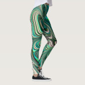 Leggings Turquoise Paua Abalone Shell Fractal Motif Abstrai (Droite)