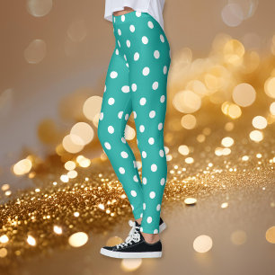 Leggings Turquoise Retro Chic Pois Mode Motif