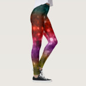 Leggings Turquoise, rouge, pourpre et Chartreuse Bokeh Abst (Droite)